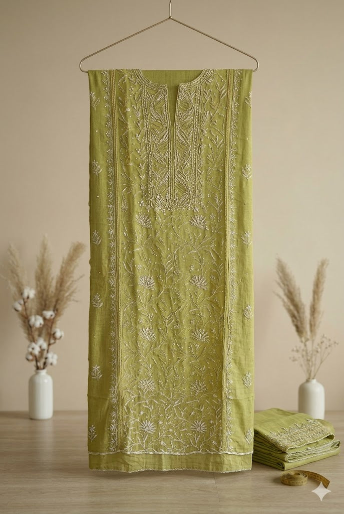 Mul Chanderi :Unstitched Kurta and Dupatta set