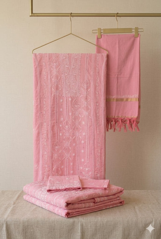 Mul Chanderi :Unstitched Kurta and Dupatta set